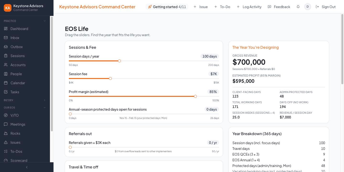 EOS Life calculator